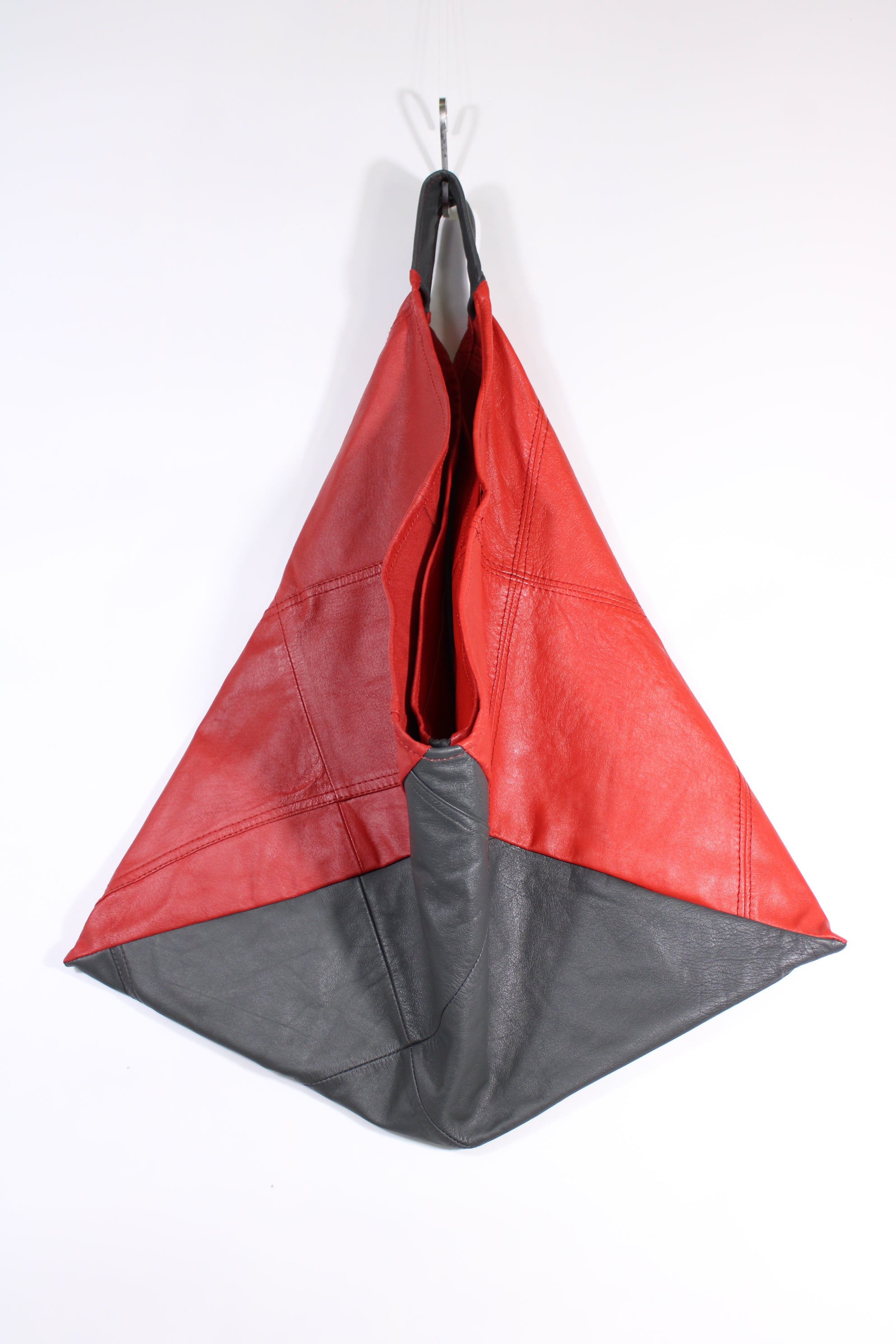 Die Origami-Tasche - Grau/Rot